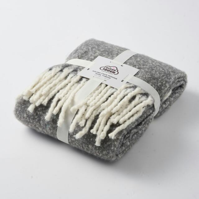Aisling Marl Faux Mohair Throw - Super Soft, Stylish Tasselled Blanket Grey Graphite 1