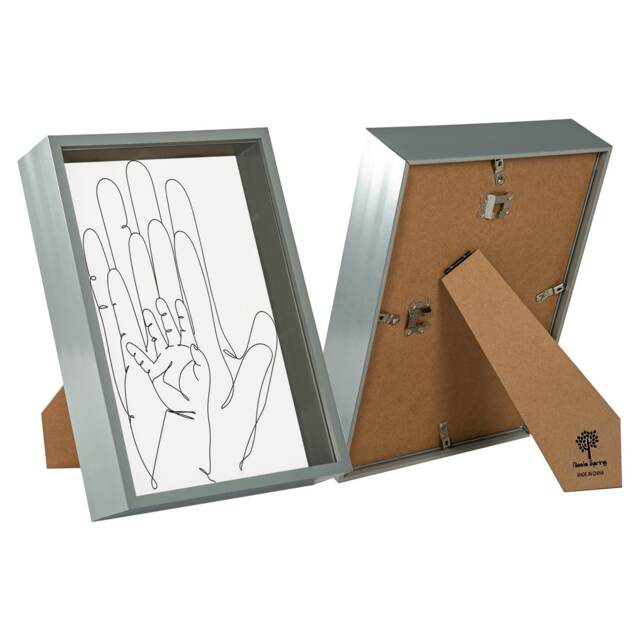 "Nicola Spring A4 (8 x 12"") Deep Photo Frames - Grey - 3D Deep Box Picture Frame Portrait Display Case (31 x 22cm) - Set of 2"