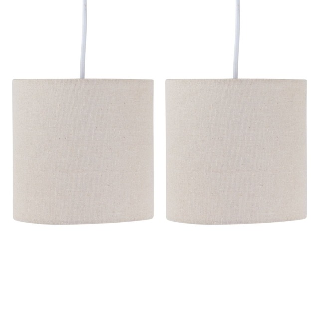 Set of 2 Natural Linen 15.5cm Table Lamp Shades Brown Small 2