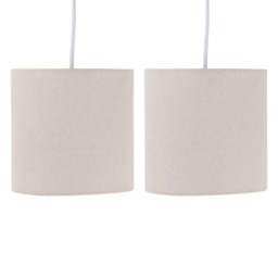 Set of 2 Natural Linen 15.5cm Table Lamp Shades Brown Small 2