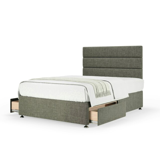 Neptune Spring Slate Linen 2 Drawer Divan Set And Milan Headboard King Size