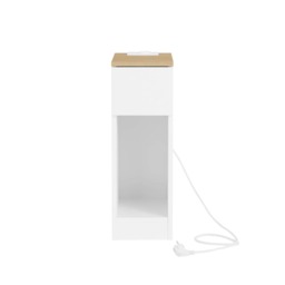 SoBuy Slim Bedside Table with Charging Station, White & Wood, 7.9x13.8x23.6 in, 7.25 kg - FBT111-E-WN