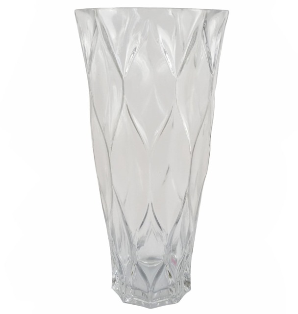 Glass Vase Clear Chunky Ridged Glass Vase 35cm Botanik White 35