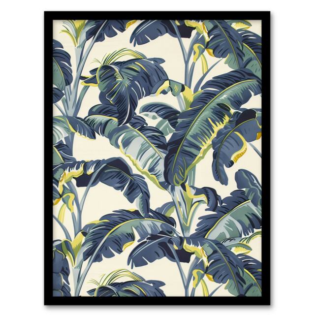 Banana Plant Leaves Foliage Tropical Living Room Black Framed Wall Art Print A4