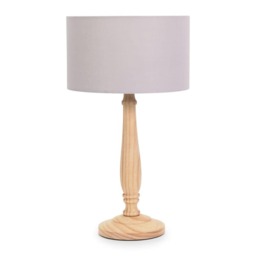ValueLights Victoria Light Wood Table Lamp Grey Shade Brown Grey