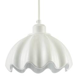 Opal White Gloss Ceramic Pendant Light Shade with Rippled Scallop Edge