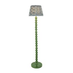 Higgledy Gloss Cotswold Green Paint Floor Lamp with Marlin Blue Fabric Ripple Shade 35cm E27