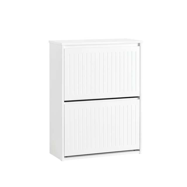 "SoBuy Narrow Shoe Storage Cupboard with 2 Flip Doors, White, 24"" x 10.2"" x 31.9"", 18.05 kg - FSR165-K-W"