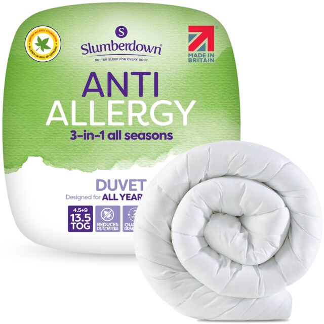 Slumberdown Anti Allergy Duvet, 13.5 Tog All Seasons, Super King White