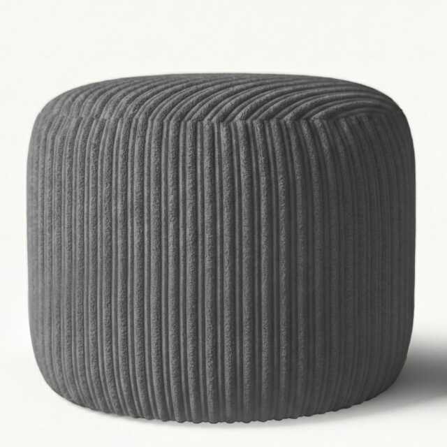 Charcoal Jumbo Cord Footstool Oval Pouffe, Corduroy Ottoman Bean Bags 40cm x 35cm
