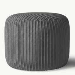 Charcoal Jumbo Cord Footstool Oval Pouffe, Corduroy Ottoman Bean Bags 40cm x 35cm