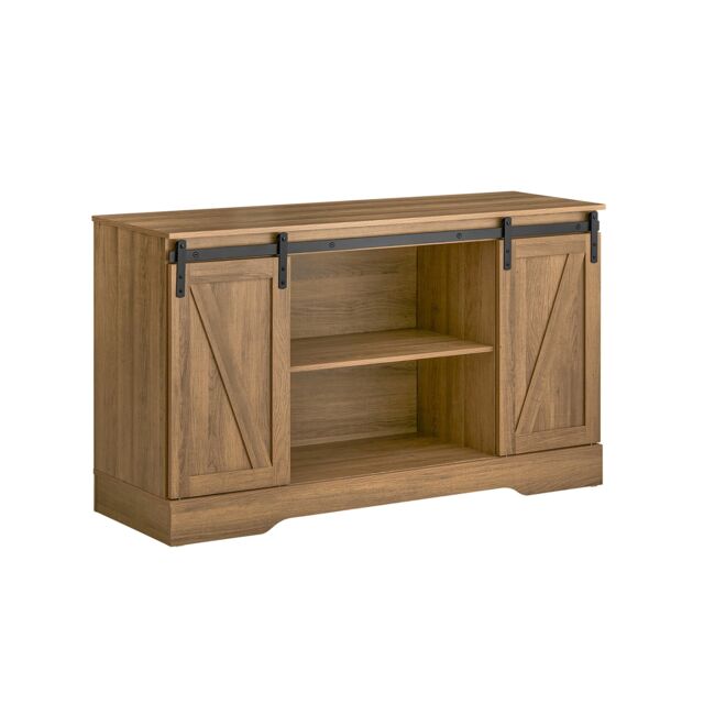 SoBuy Storage Cabinet Sideboard with 2 Sliding Doors, Light Oak, 47.2x15.7x27.6 inches, 29 kg - FSB60-BR