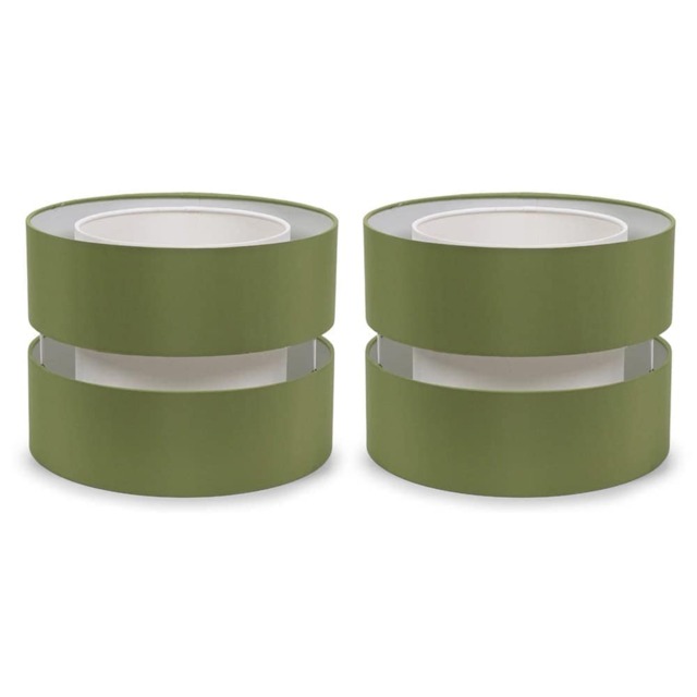 ValueLights Sophia Pair of Small Olive 2 Tier Lamp Shades & Bulbs Green