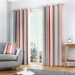 Fusion Whitworth Stripe Eyelet Curtains Blush