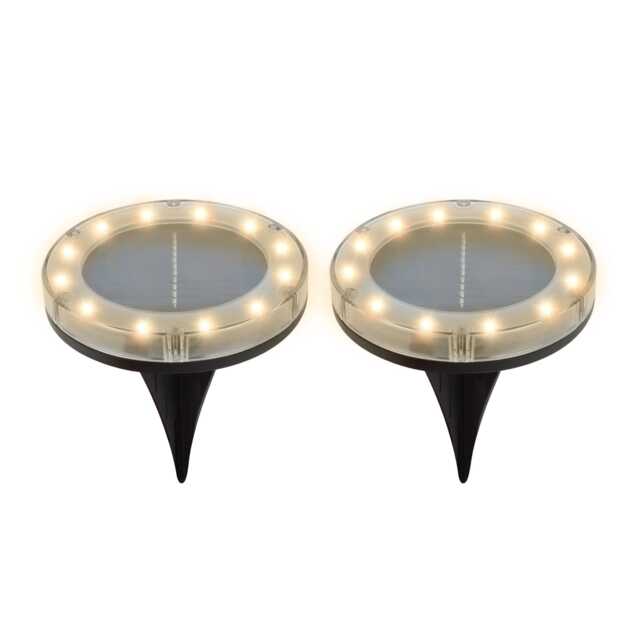 Gardenwize 2-Pack Solar Deck Lights Bright White LED Outdoor Decking Pathway Lights