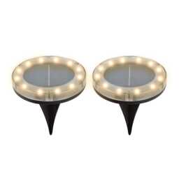 Gardenwize 2-Pack Solar Deck Lights Bright White LED Outdoor Decking Pathway Lights
