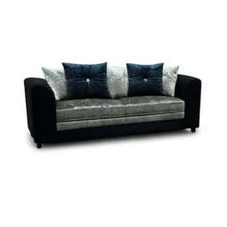 BELLA 3 SEATER CRUSHED VELVET SOFA IN SILVER/BLACK