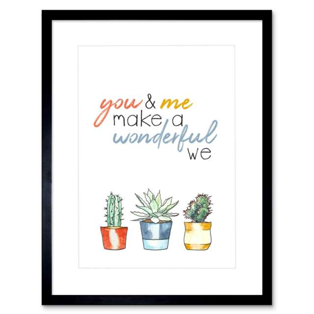 "You and Me Wonderful We Love Gift 9x7"" Black Framed Wall Art Print"