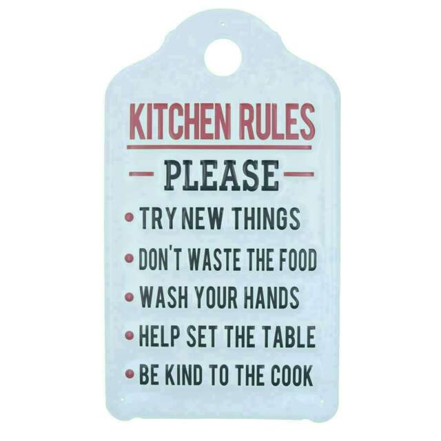 Kitchen Rules Sign Plaque Metal Wall Door House Home Pantry Dinning Room