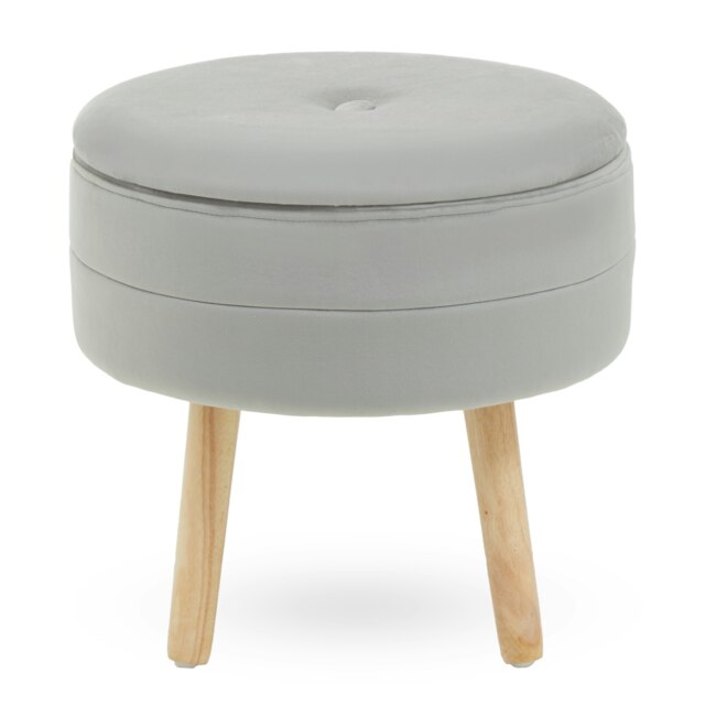 Orsina Durable Grey Velvet Stool, Stylish Kitchen Bar Stool For Bedroom, Versatile Design Bar Stool For Guests