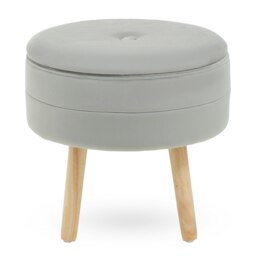 Orsina Durable Grey Velvet Stool, Stylish Kitchen Bar Stool For Bedroom, Versatile Design Bar Stool For Guests