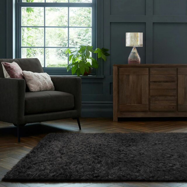 Home Republic Montana Fluffy Rug - 80 x 150 Grey