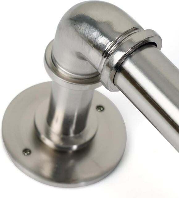 Lister Cartwright 25mm Polished Steel Industrial Pipe Extendable Curtain Pole Heavy Duty Metal Curtain Rod(120-320 cm)