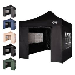 Maximus 3 x 3m Heavy Duty Pop up Gazebo With Removable Sides Black Black
