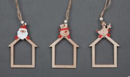 Christmas Tree Ornaments Wooden Aesthetic Hanging Decorations set of 3 pcs Xmas DIY Holiday Home Décor
