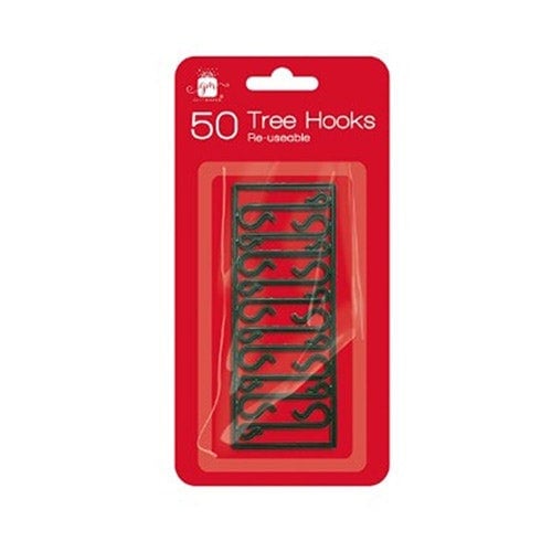 Plastic Green Christmas Tree Hooks - Pack of 50