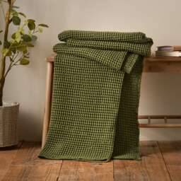 Pineapple Elephant Jaipur Chunky Waffle Cotton Blanket Throw Green Olive Green One Size