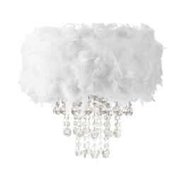 Contemporary White Feather Pendant Light Shade with Transparent Acrylic Droplets White White 1