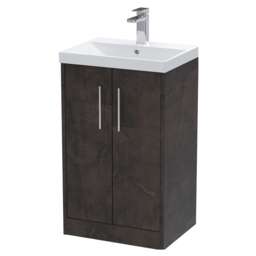 Balterley Winshill Contemporary 2 Door Floor Standing Vanity Unit with Thin Edge Basin, Metallic Slate, 500mm