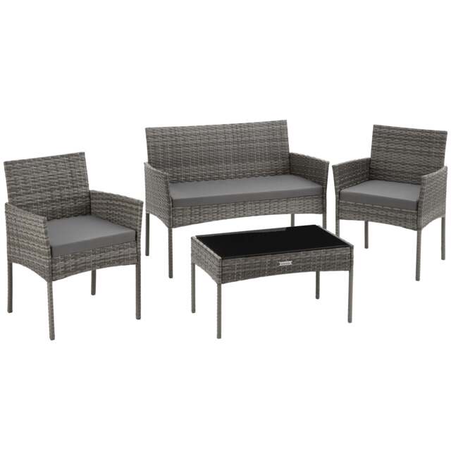 Rattan Garden Furniture Palese - for 4 people, weather resistant Grey grey 57 x 104 x 79 cm 1