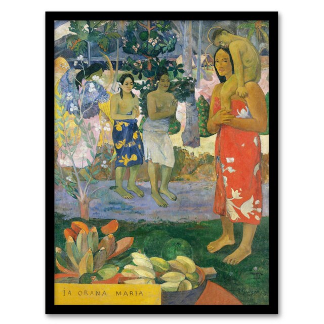 "Hail Mary La Orana Maria Paul Gauguin Framed Wall Art Print 12X16"""