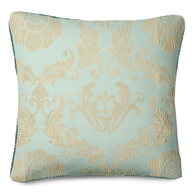 Traditional Damask Jacquard Cushion - 43cm x 43cm Green Duck Egg