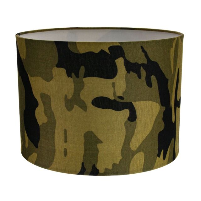"Stylish Green and Black Army Camouflage Drum 10"" Lampshade for Table or Pendant Green Green 1"