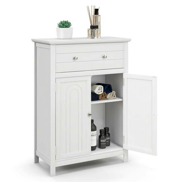 COSTWAY Bathroom Storage Cabinet Bathroom Organizer White White 1