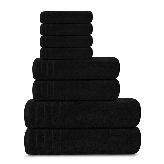 Casa De Rococo 8 Piece Cotton Towel Bale Set – 2 Bath Towels, 2 Hand Towels & 4 Face Cloths, 450 GSM