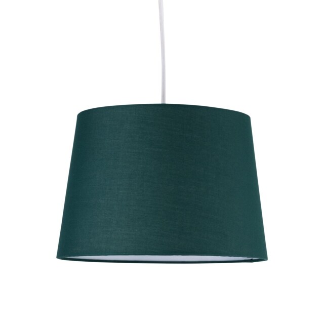 Dark Green Cotton 28cm Tapered Cylinder Pendant or Lamp Shade Green Medium 1