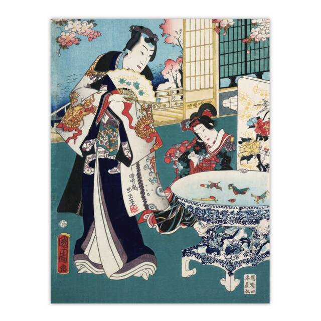 "Spring Outing in a Villa Japan Wall Art Print Toyohara Kunichika 18x24"""