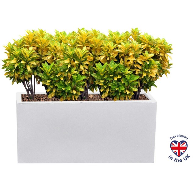White Light Concrete Trough Garden Planter H30 L65 W19 cm, 37 ltrs Cap.