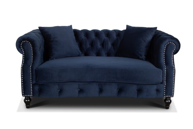 Velvet Navy Blue 2 Seater Chesterfield Sofa RICHMOND