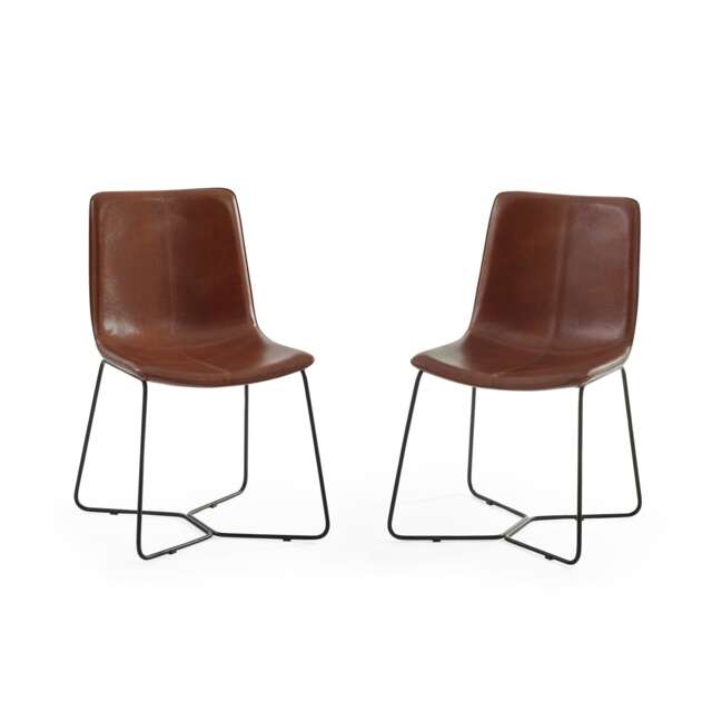 Quinton Premium Tan Brown PU Leather Dining Chairs - Set of 2