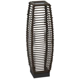 Outsunny Rattan Solar Floor Lamp w/ Auto On/Off LED Light for Porch, Yard, Brown