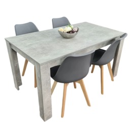 Modern Oak Effect Dining Table Set With 4 Black Faux Leather Chairs Dining Room Furniture Black One Size 5