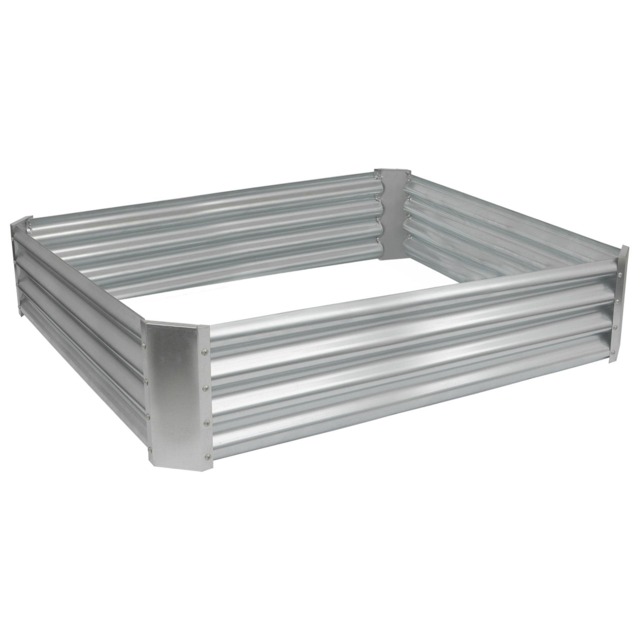 Harbour Housewares Raised Garden Bed - Silver Square Bottomless Metal Raised Bed Galvanised Steel Planter Box 120 x 120cm