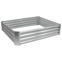 Harbour Housewares Raised Garden Bed - Silver Square Bottomless Metal Raised Bed Galvanised Steel Planter Box 120 x 120cm