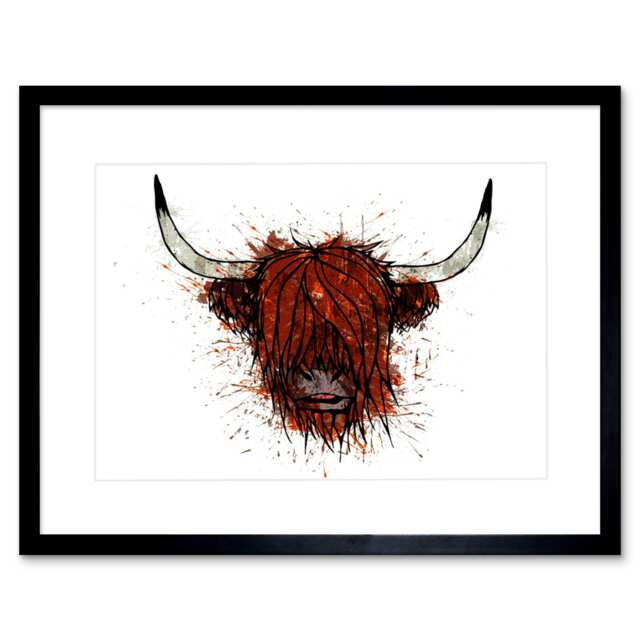 "Scottish Highland Cow Home Decor 12x16"" Framed Wall Art Print"