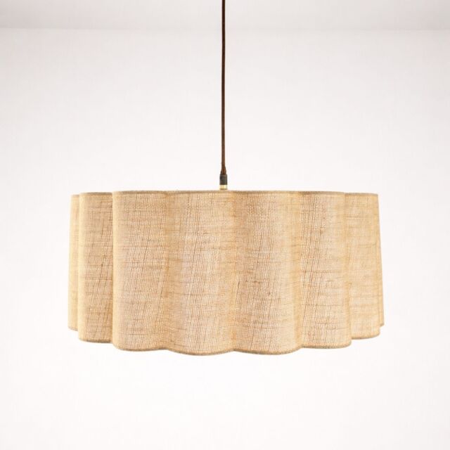 CGC Maria Scalloped Cream Linen Drum Lampshade Large 48cm